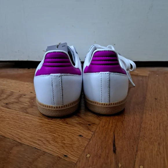 NWT Adidas Samba OG Sneakers - White and Purple, Size 5 Big Kids - Picture 5 of 8